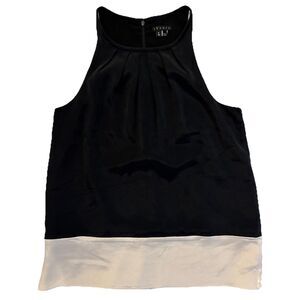 Theory Quiet Luxury Colorblock Tank Blouse Black Ivory XS Minimalist